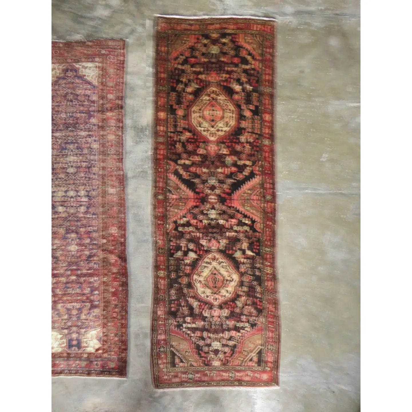 One Of The Kind Hand-Knotted Persian Wool Rug _ Luxurious Vintage Design, 10'6" x 3'4", Artisan Crafted